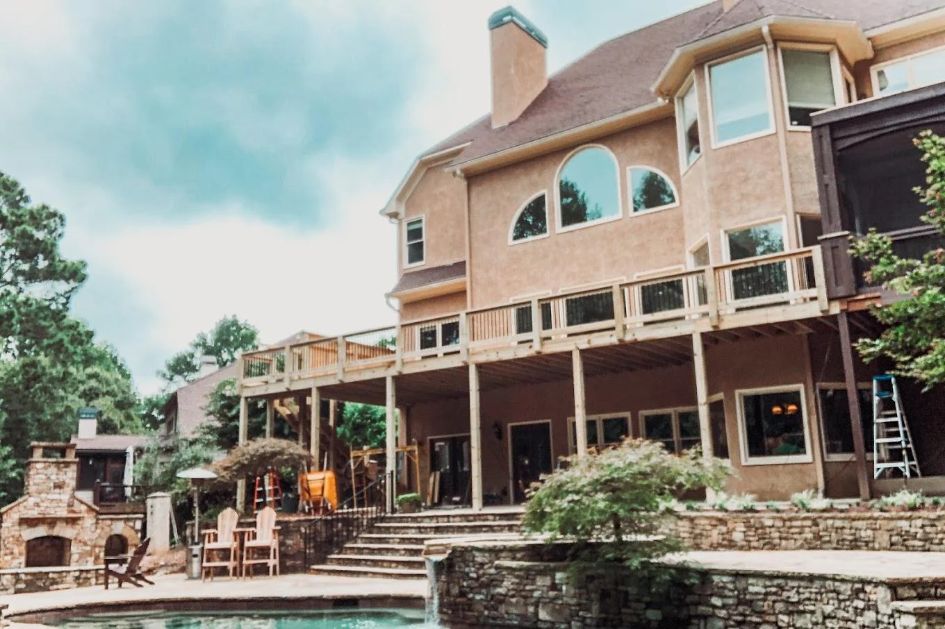 Multi-level deck and patio on a Cobb County home